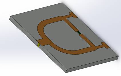 3D view of the modeled Wilkinson divider