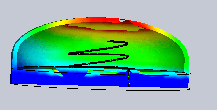 3D near field distribution of a dipole of the antenna at 2.45 GHz (Iso (left) and Section (right) Clipping)