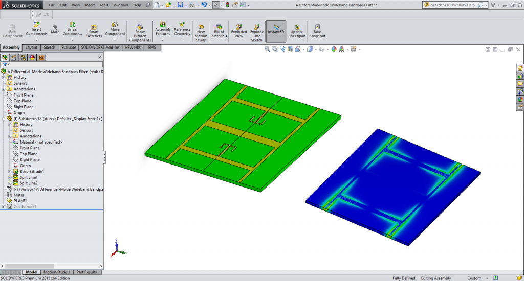 Electric field distribution inside the filter