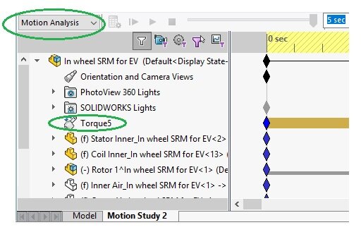 Preparing the Motion study in SolidWorks