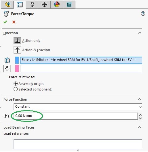  Torque definition in Motion study 