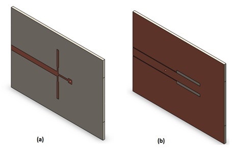 3D model of the transition from microstrip line to CPW