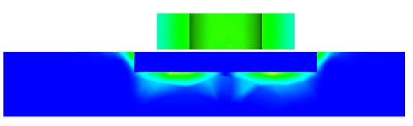 Current density distribution in case of plate with crack