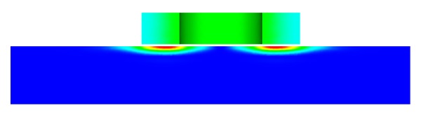 Current density distribution in case of plate without crack