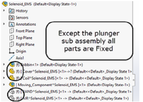  All non-moving parts are set to Fixed