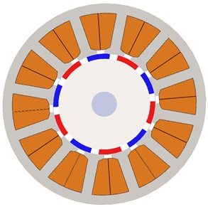 2D cross section of the original SMPMSM using SolidWorks.