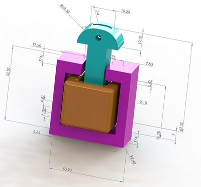 3D-Modell des T-förmigen Elektromagneten