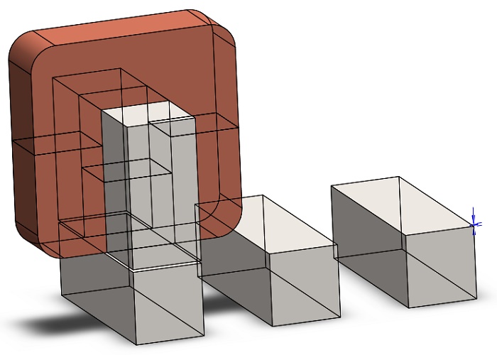 3D SOLIDWORKS geometry of the transverse linear switched reluctance motor