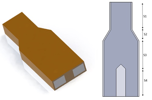 The 3D design of the studied power divider