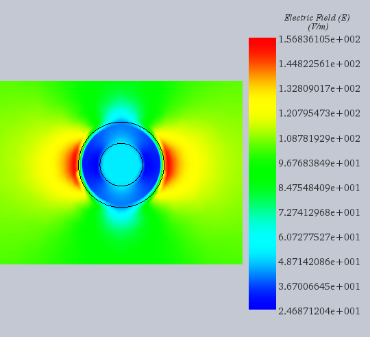 Electrostatic field distribution obtained by EMS