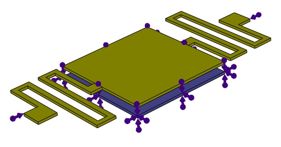 Fixed constraint applied on the bottom membrane