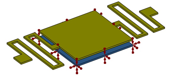 Fixed voltage applied to the bottom membrane
