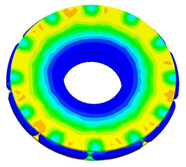Fringe plot of the magnetic flux density at 55ms