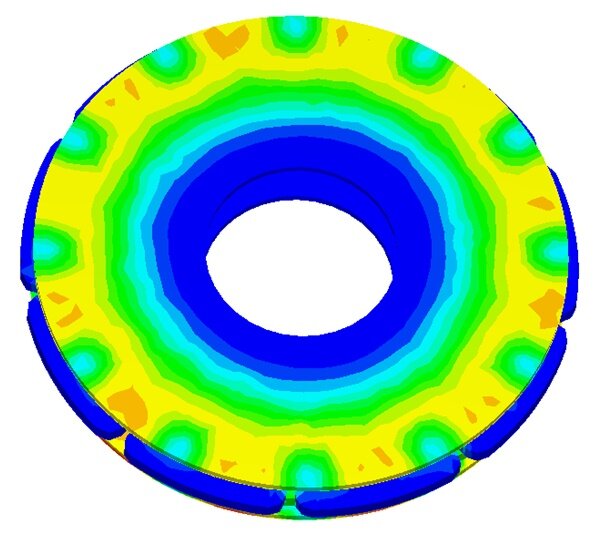 Streifenplot der magnetischen Flussdichte bei 55ms