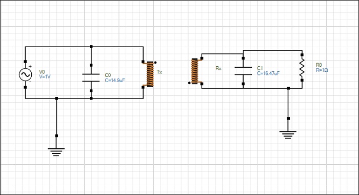 Resonanzkreis, der in EMS für das Schrittmacher-WPT-System modelliert wurde