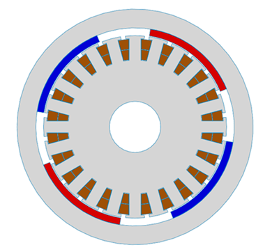  2D cross section of the 24 slots/4 poles ORPM machine