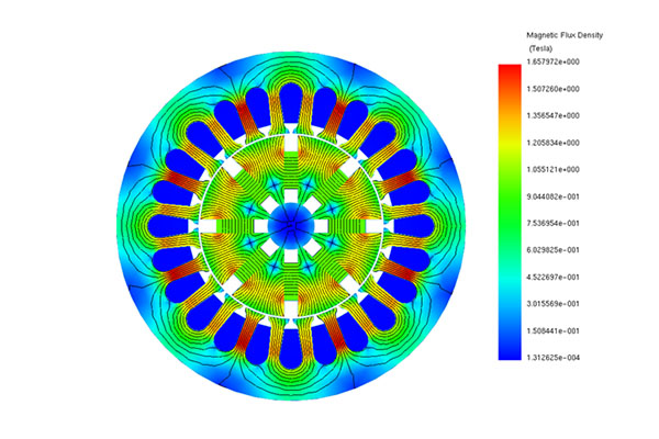 Magnetic Field Mapping of the spoke type motor under no load conditions, 0deg