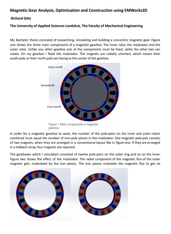 Magnetic Gear Analysis, Optimization and Construction using EMWorks2D