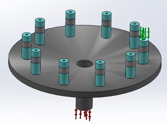 the structure's 3D view in SolidWorks  