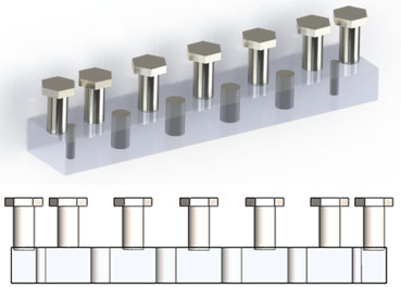 The 3D design of the studied 28GHz band-pass filter