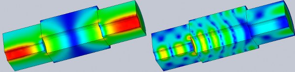 two spots of that distribution at different omega-T phases