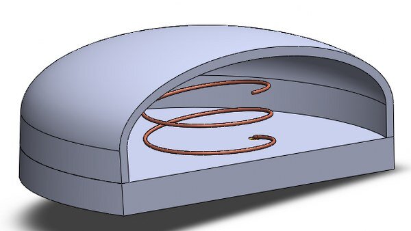 Helical antenna model covered by a radome